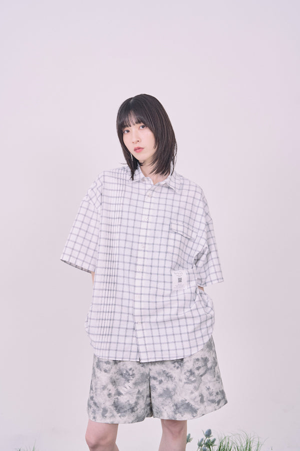 【Nora Lily】Echo Grid S/S Overshirt-White Check-225380123-01F