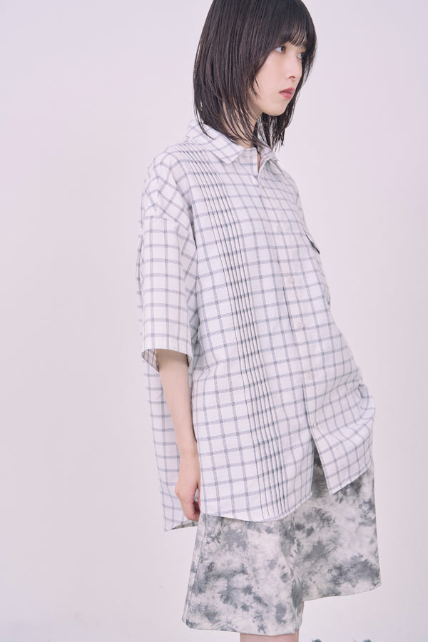 【Nora Lily】Echo Grid S/S Overshirt-White Check-225380123-01F
