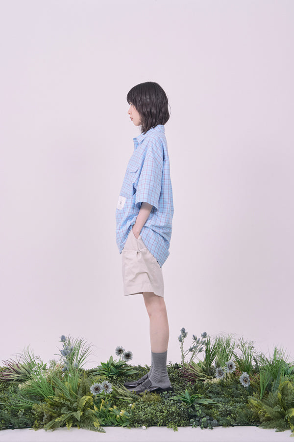 【Nora Lily】Echo Grid S/S Overshirt-Sky Blue Check-225380123-90F