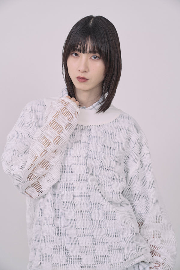 【Nora Lily】Breeze Net L/S Pullover-White-225380126-01F