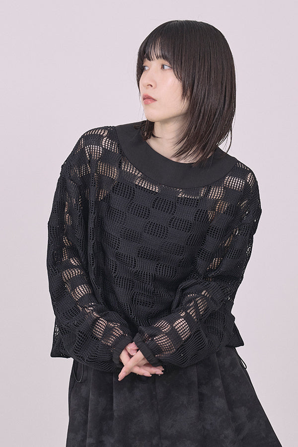 【Nora Lily】Breeze Net L/S Pullover-Black-225380126-19F