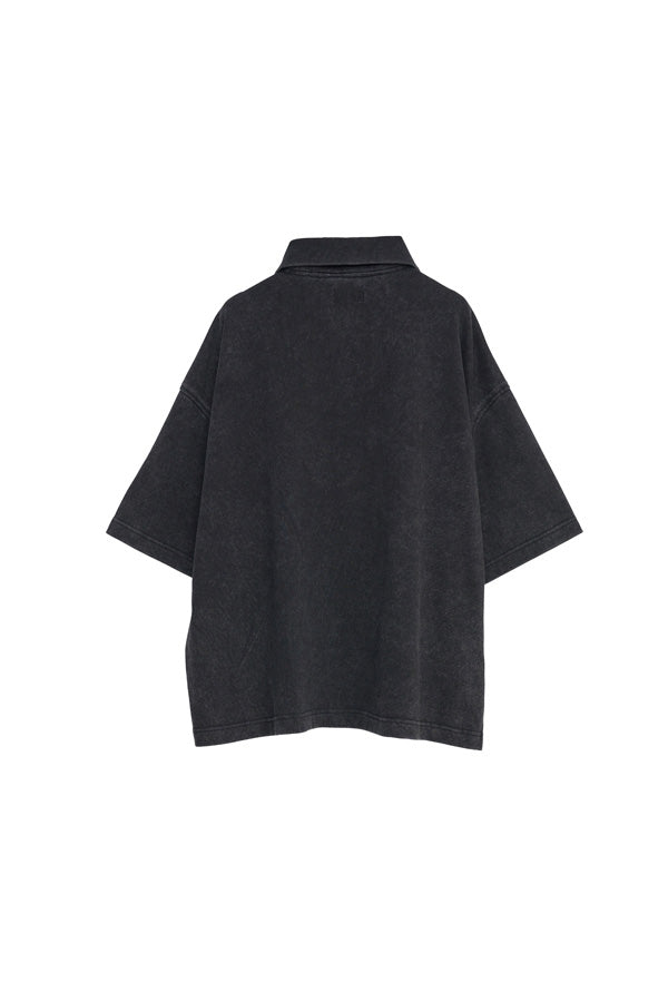 【Nora Lily】Washed Out Armor POLO Tee-Black-225380128-19F