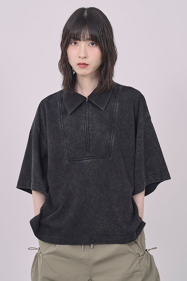 【Nora Lily】Washed Out Armor POLO Tee-Black-225380128-19F
