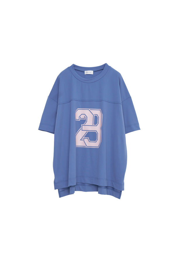 【Nora Lily】Hug Number 23 Logo Print Mesh Ease Tee-Blue-225380129-92F
