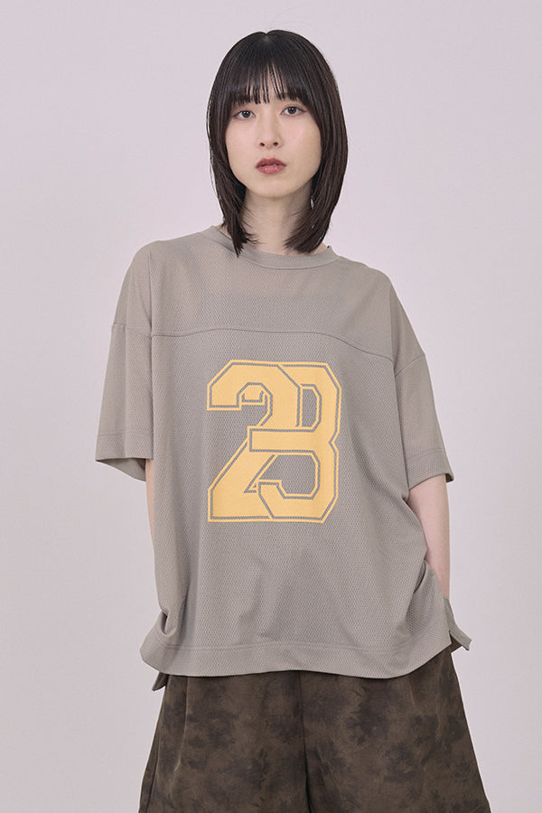 【Nora Lily】Hug Number 23 Logo Print Mesh Ease Tee-Light Grey-225380129-12F