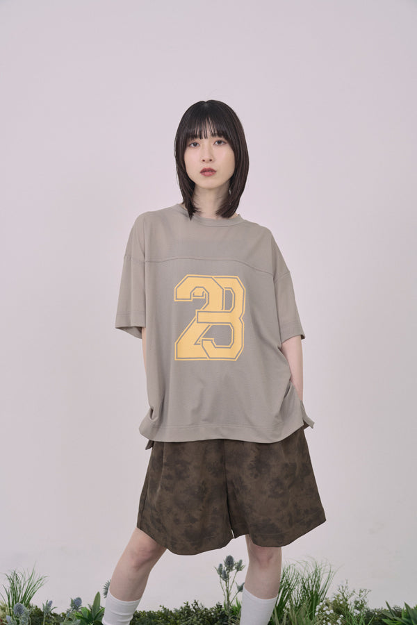 【Nora Lily】Hug Number 23 Logo Print Mesh Ease Tee-Light Grey-225380129-12F
