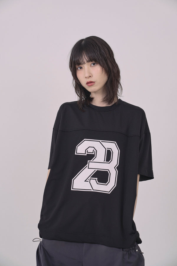 【Nora Lily】Hug Number 23 Logo Print Mesh Ease Tee-Black-225380129-19F