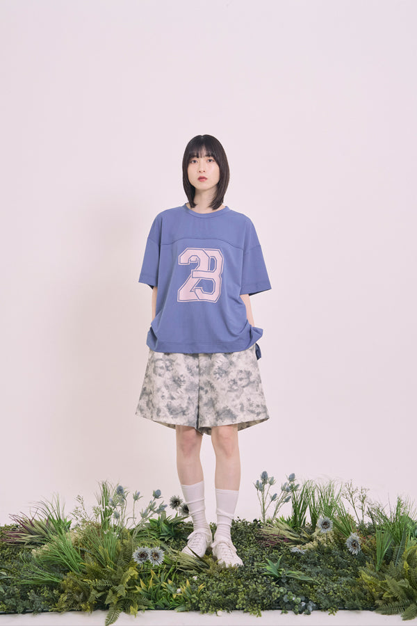 【Nora Lily】Hug Number 23 Logo Print Mesh Ease Tee-Blue-225380129-92F