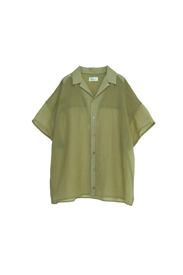 【Nora Lily】Lucent Breeze Open Collar Shirt-Khaki-225380131-27F