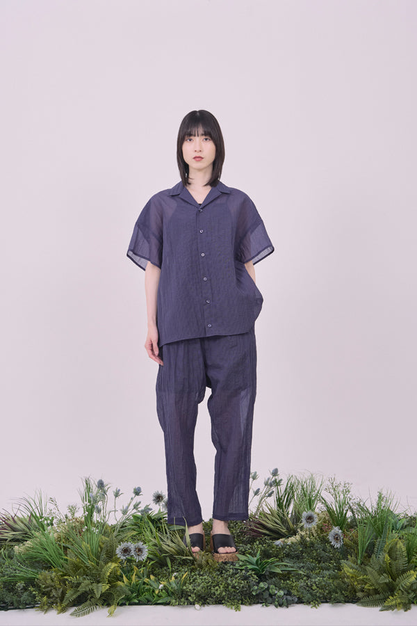 【Nora Lily】Lucent Breeze Open Collar Shirt-Navy-225380131-93F
