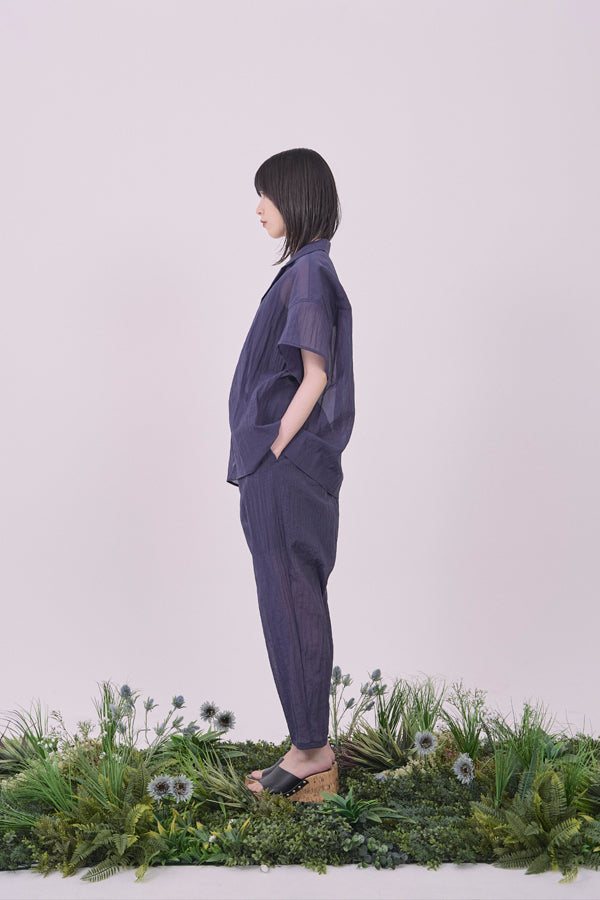 【Nora Lily】Lucent Breeze Open Collar Shirt-Navy-225380131-93F