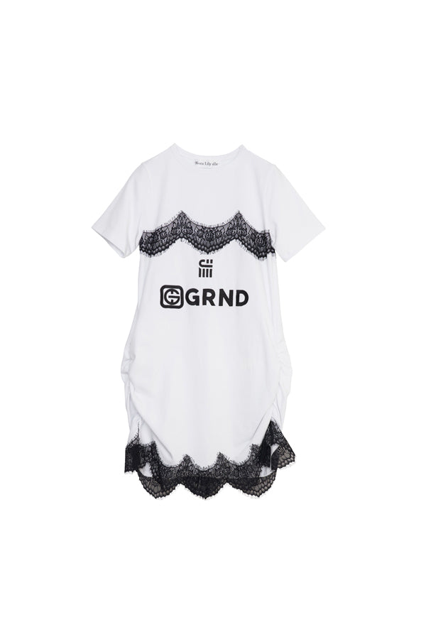 【Nora Lily】「elle」Lingerie Hybrid Logo Tee Dress-White x Black-225380138-01F