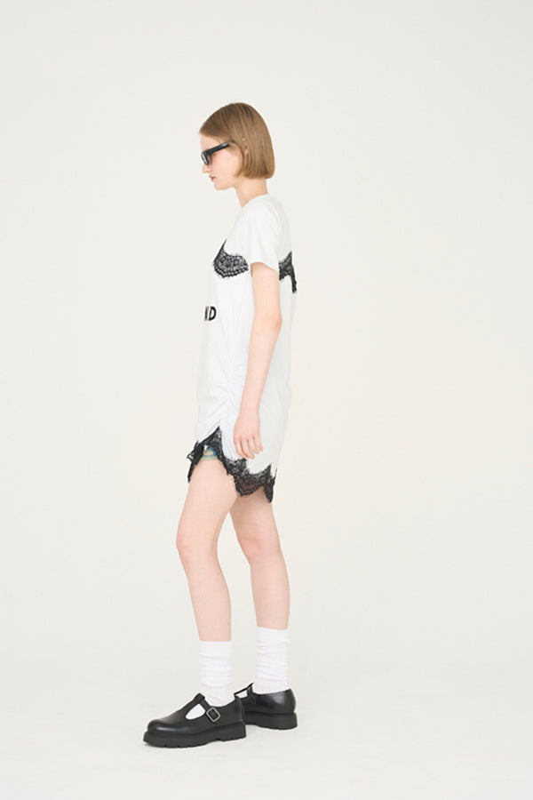 【Nora Lily】「elle」Lingerie Hybrid Logo Tee Dress-White x Black-225380138-01F