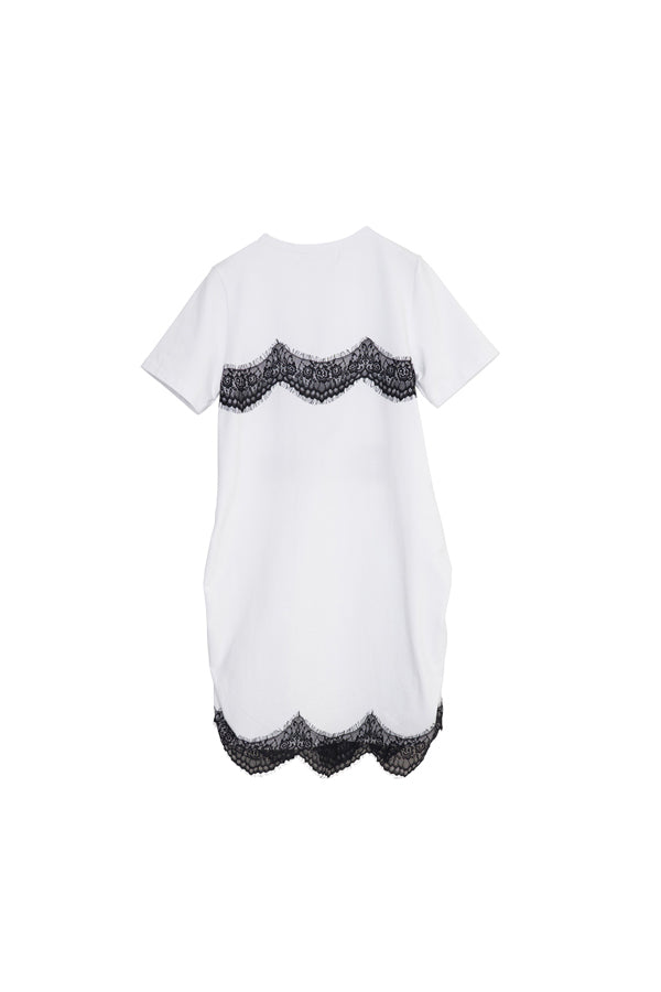 【Nora Lily】「elle」Lingerie Hybrid Logo Tee Dress-White x Black-225380138-01F
