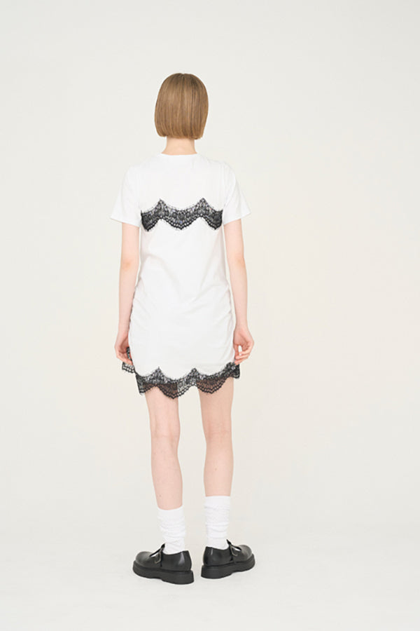 【Nora Lily】「elle」Lingerie Hybrid Logo Tee Dress-White x Black-225380138-01F