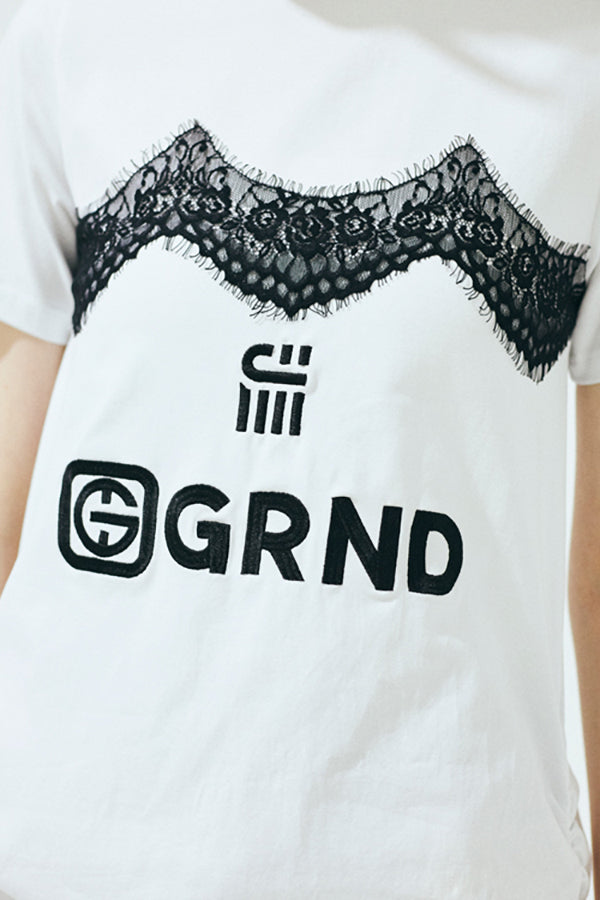 【Nora Lily】「elle」Lingerie Hybrid Logo Tee Dress-White x Black-225380138-01F
