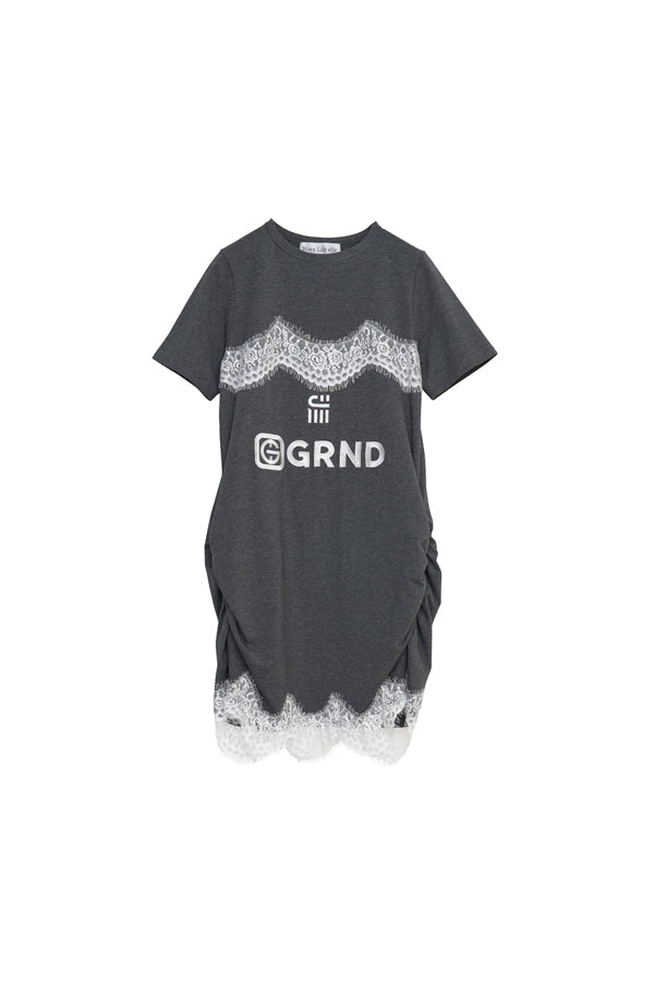 【Nora Lily】「elle」Lingerie Hybrid Logo Tee Dress-Heather Grey x White-225380138-11F
