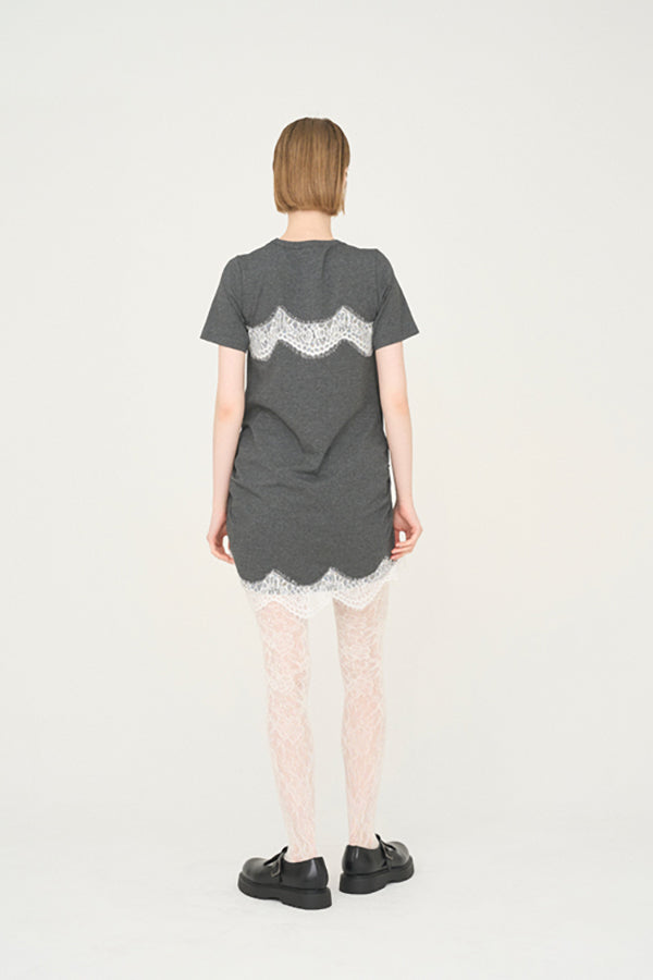 【Nora Lily】「elle」Lingerie Hybrid Logo Tee Dress-Heather Grey x White-225380138-11F