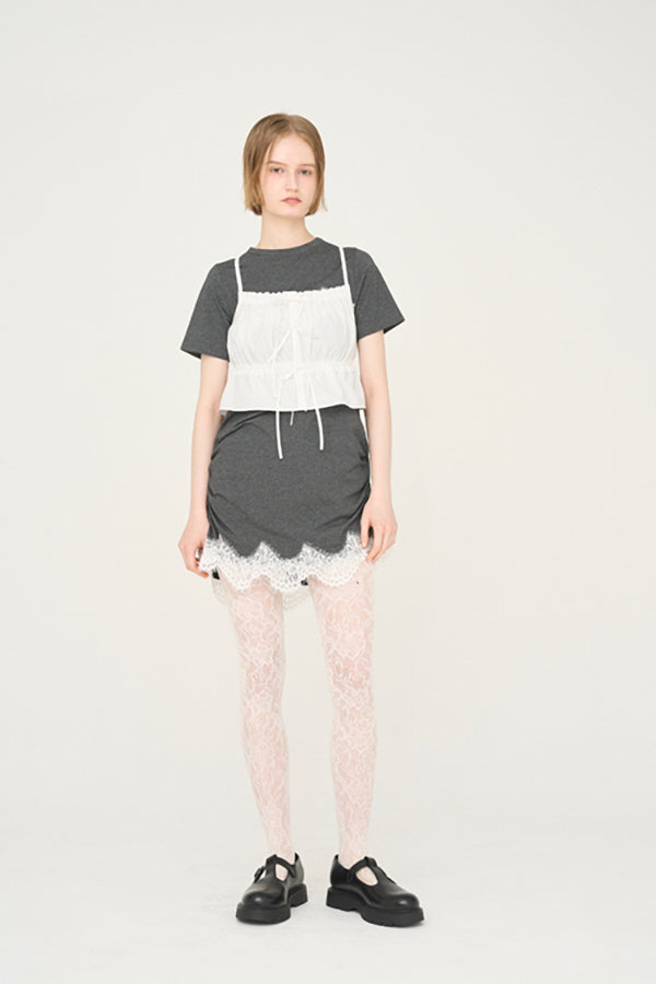 【Nora Lily】「elle」Lingerie Hybrid Logo Tee Dress-Heather Grey x White-225380138-11F