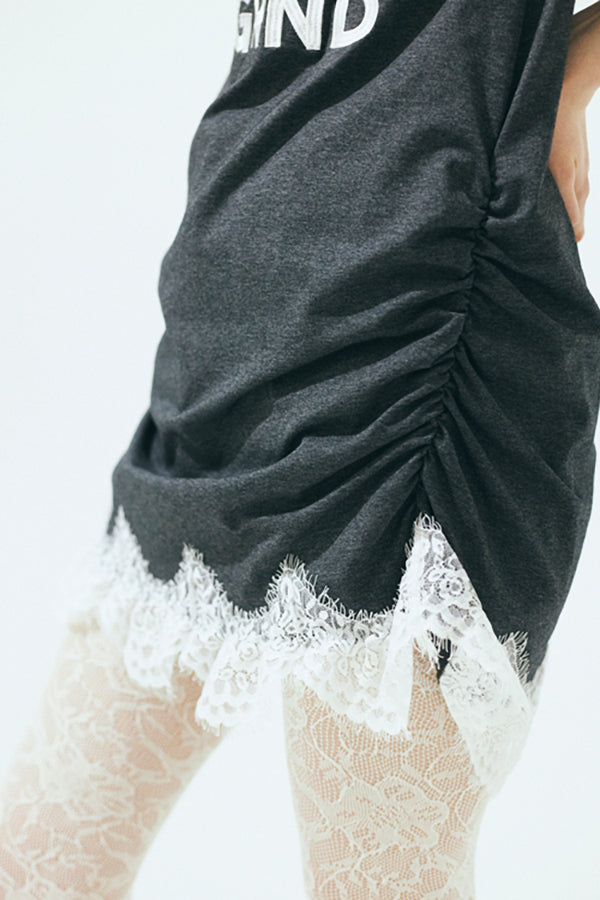 【Nora Lily】「elle」Lingerie Hybrid Logo Tee Dress-Heather Grey x White-225380138-11F