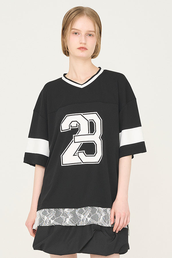 【Nora Lily】「elle」Hug Number 23 Mesh Tule Layer Tee-Black-225380139-19F
