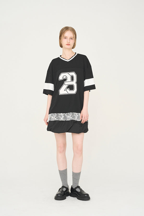 【Nora Lily】「elle」Hug Number 23 Mesh Tule Layer Tee-Black-225380139-19F