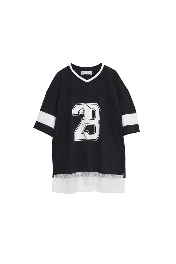 【Nora Lily】「elle」Hug Number 23 Mesh Tule Layer Tee-Black-225380139-19F