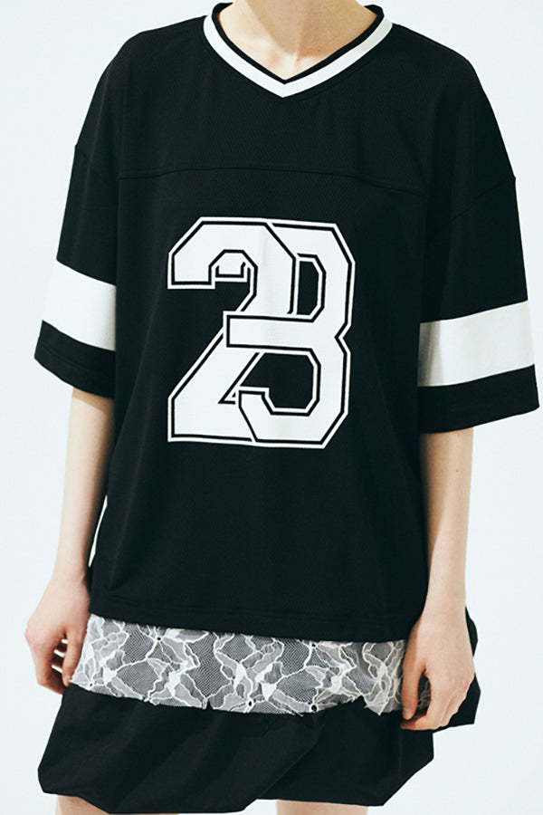 【Nora Lily】「elle」Hug Number 23 Mesh Tule Layer Tee-Black-225380139-19F