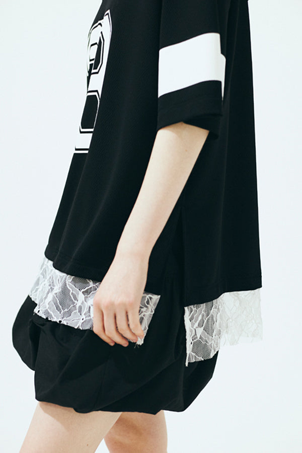 【Nora Lily】「elle」Hug Number 23 Mesh Tule Layer Tee-Black-225380139-19F