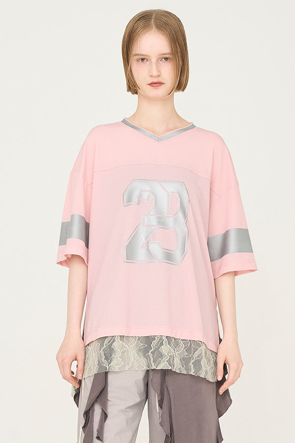 【Nora Lily】「elle」Hug Number 23 Mesh Tule Layer Tee-Pink-225380139-71F