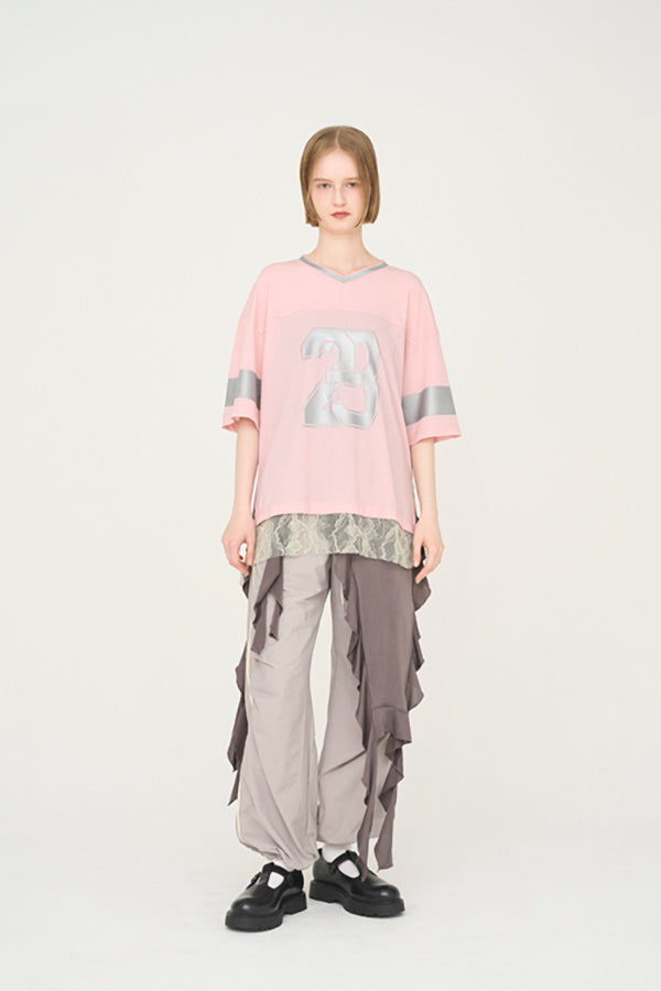 【Nora Lily】「elle」Hug Number 23 Mesh Tule Layer Tee-Pink-225380139-71F