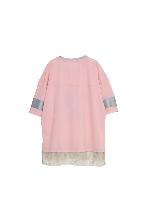 【Nora Lily】「elle」Hug Number 23 Mesh Tule Layer Tee-Pink-225380139-71F
