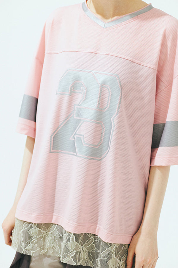 【Nora Lily】「elle」Hug Number 23 Mesh Tule Layer Tee-Pink-225380139-71F