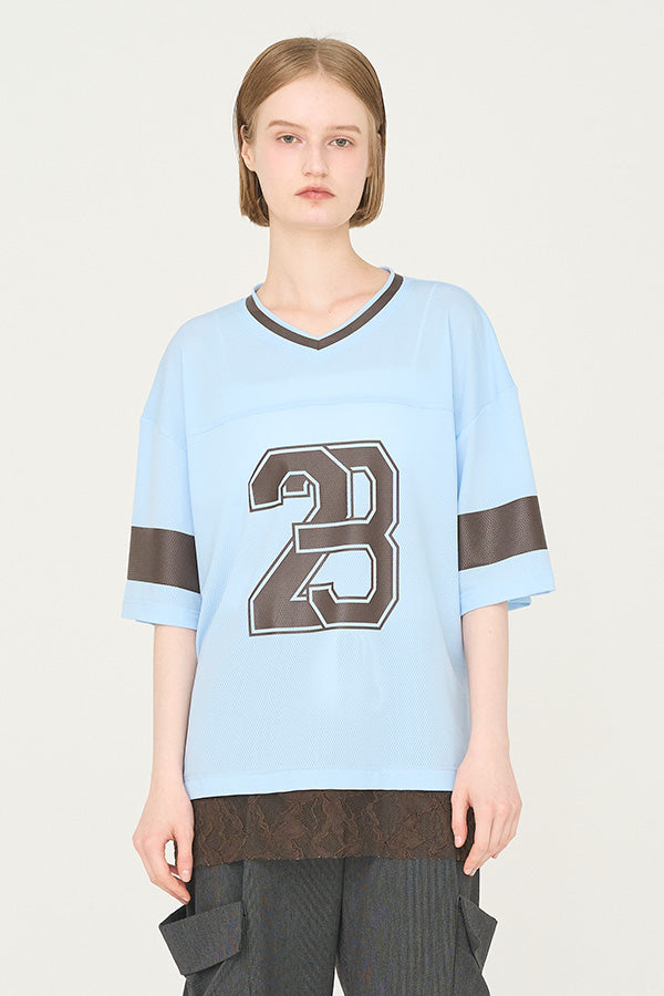 【Nora Lily】「elle」Hug Number 23 Mesh Tule Layer Tee-Sky Blue-225380139-90F