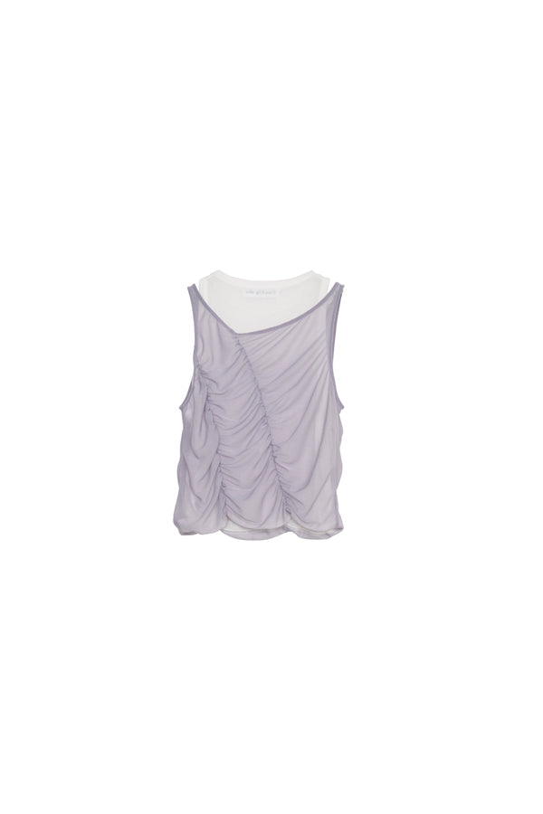 【Nora Lily】「elle」Ripple Sheer Layered Tank-Sky Blue x White-225380140-90F
