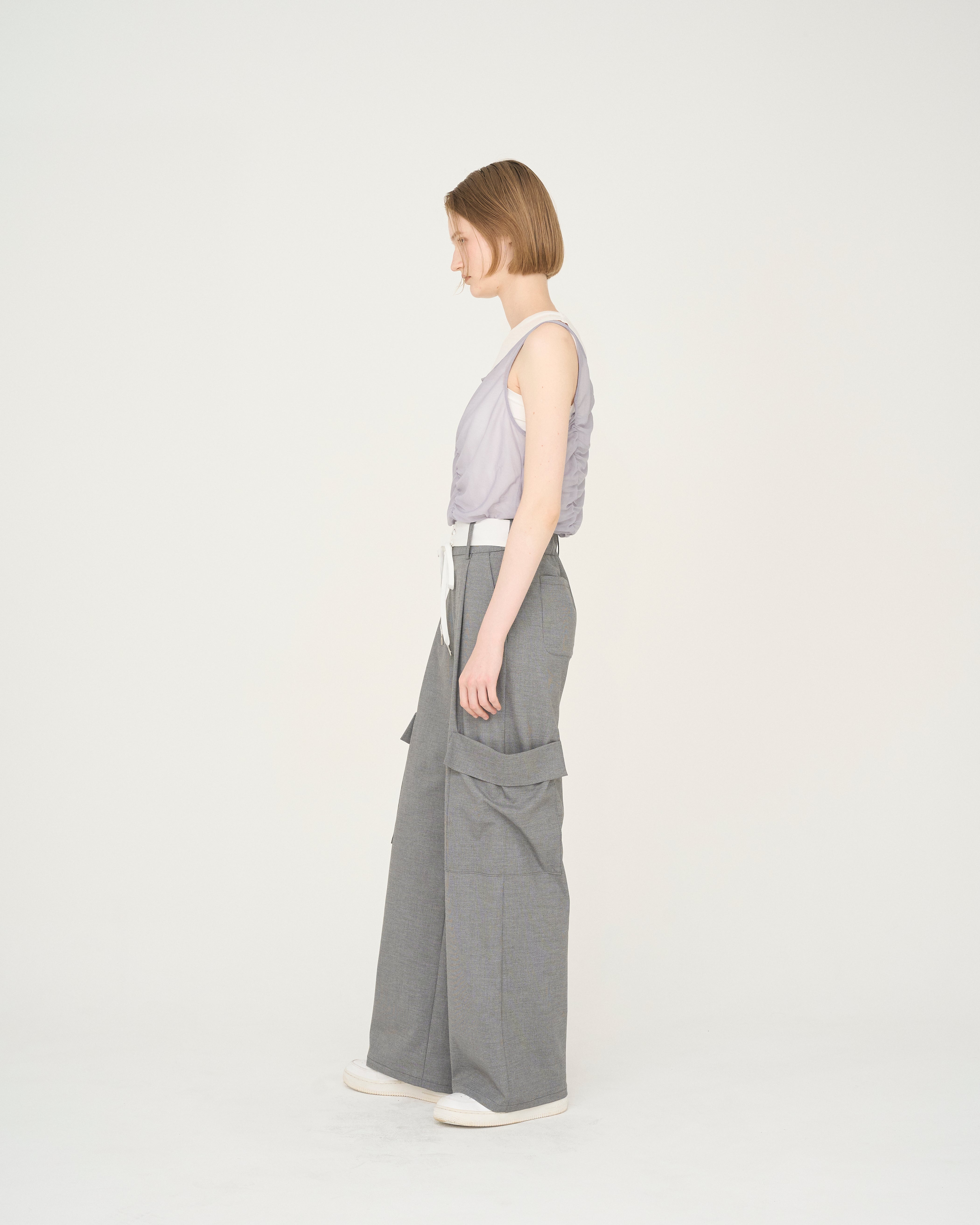 【Nora Lily】「elle」Ripple Sheer Layered Tank-Sky Blue x White-225380140-90F