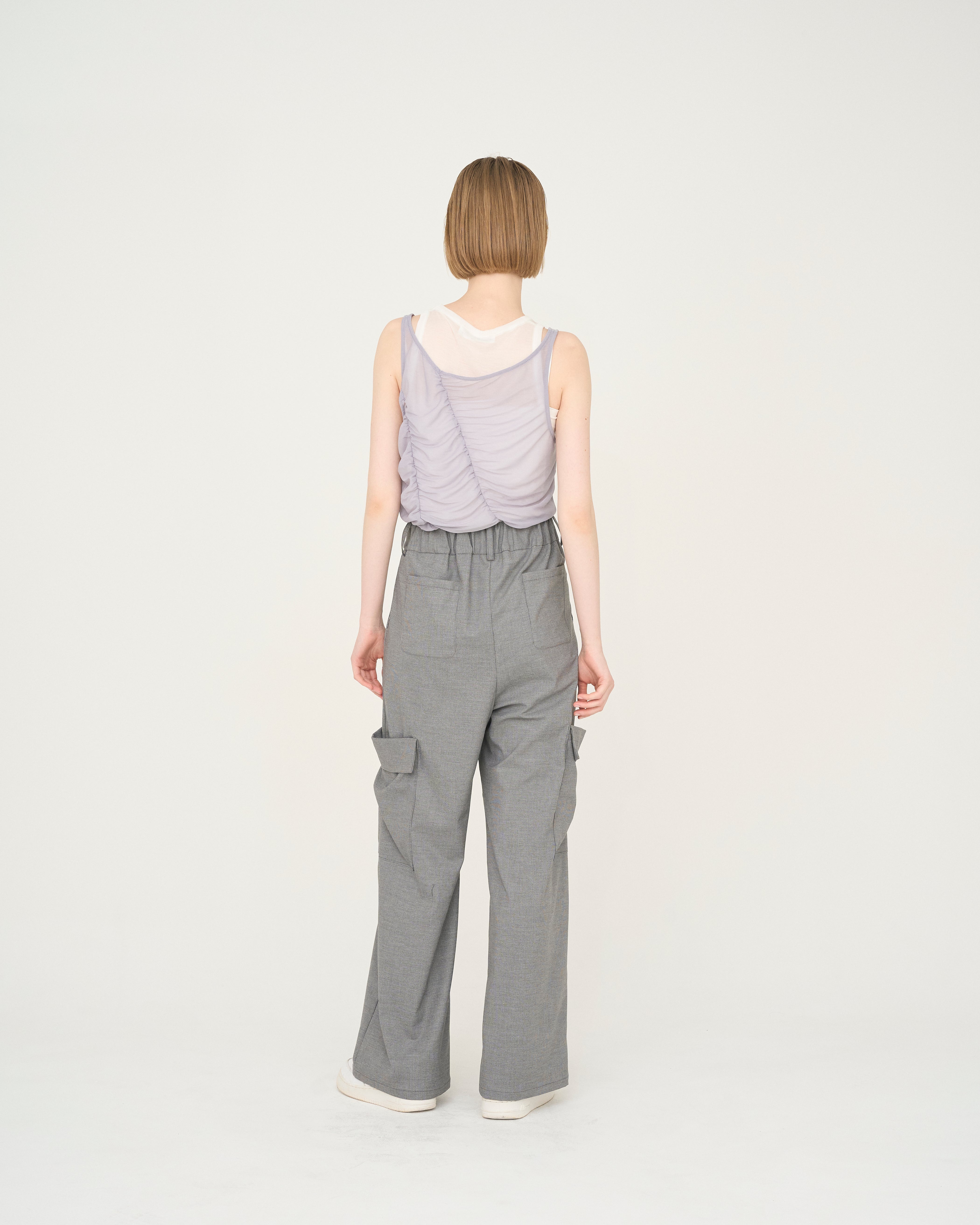 【Nora Lily】「elle」Ripple Sheer Layered Tank-Sky Blue x White-225380140-90F
