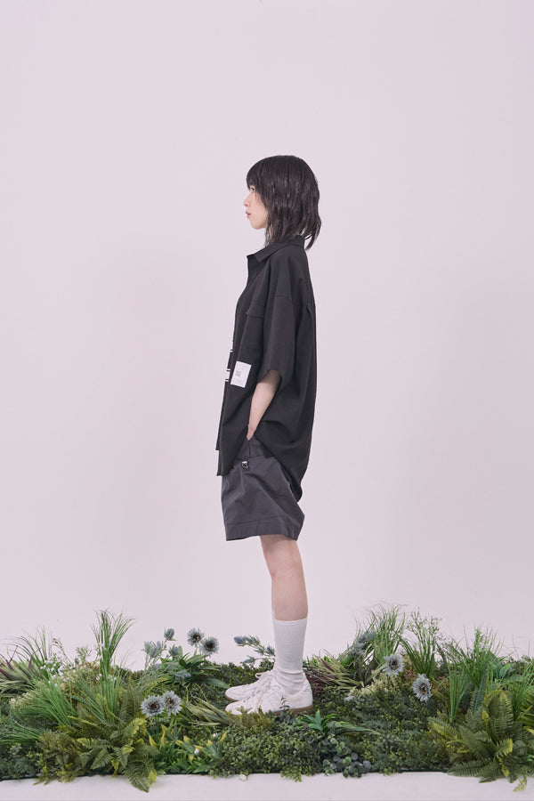 【Nora Lily】Echo Solid S/S Overshirt-Black-225380143-19F