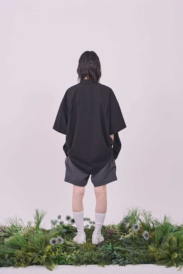 【Nora Lily】Echo Solid S/S Overshirt-Black-225380143-19F