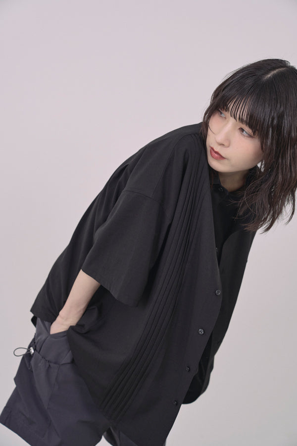 【Nora Lily】Echo Solid S/S Overshirt-Black-225380143-19F
