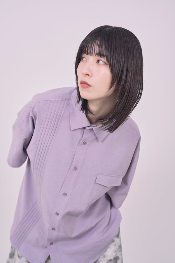 【Nora Lily】Echo Solid S/S Overshirt-Light Purple-225380143-81F