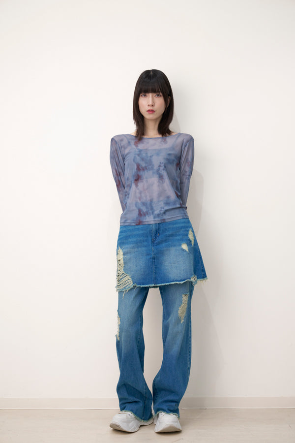 【Nora Lily】「elle」Tie dyeing sheer Top 2-Grey Tie Dye-225380144-12F