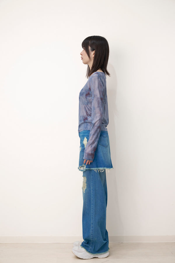【Nora Lily】「elle」Tie dyeing sheer Top 2-Grey Tie Dye-225380144-12F