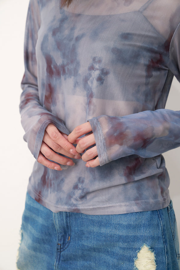 【Nora Lily】「elle」Tie dyeing sheer Top 2-Grey Tie Dye-225380144-12F