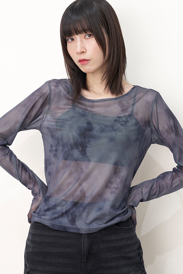 【Nora Lily】「elle」Tie dyeing sheer Top 2-Black Tie Dye-225380144-19F