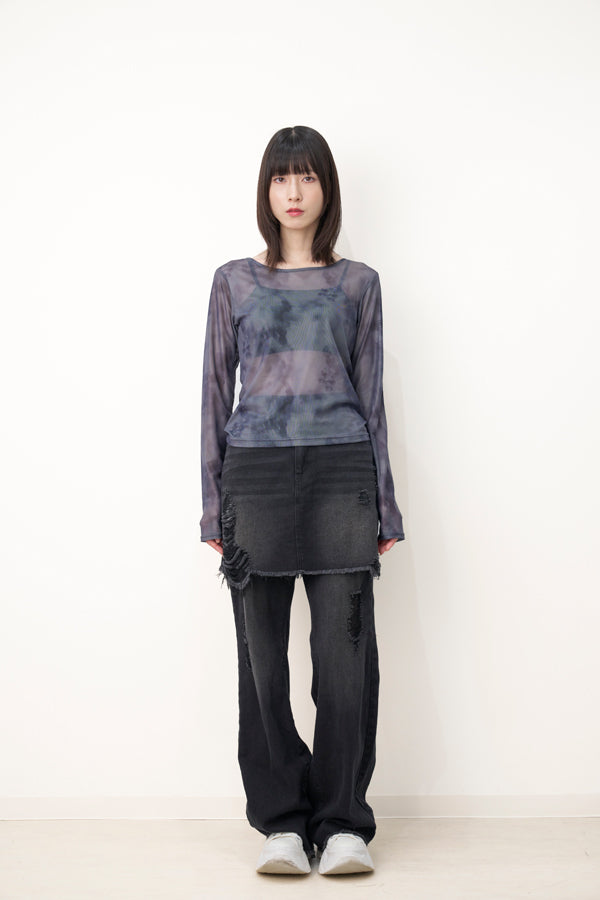 【Nora Lily】「elle」Tie dyeing sheer Top 2-Black Tie Dye-225380144-19F
