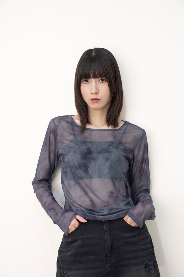 【Nora Lily】「elle」Tie dyeing sheer Top 2-Black Tie Dye-225380144-19F