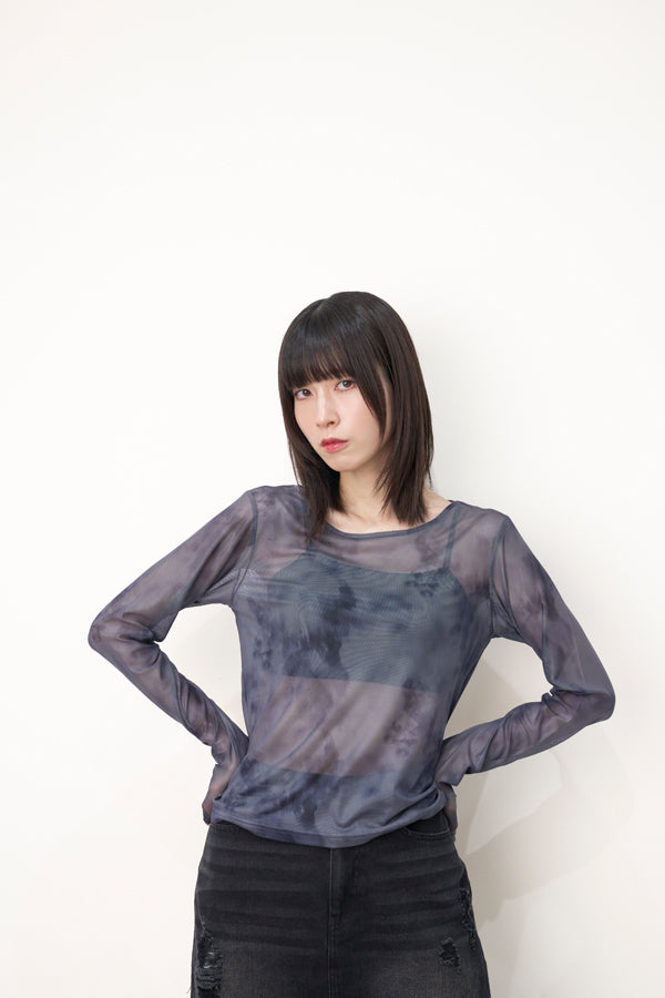 【Nora Lily】「elle」Tie dyeing sheer Top 2-Black Tie Dye-225380144-19F