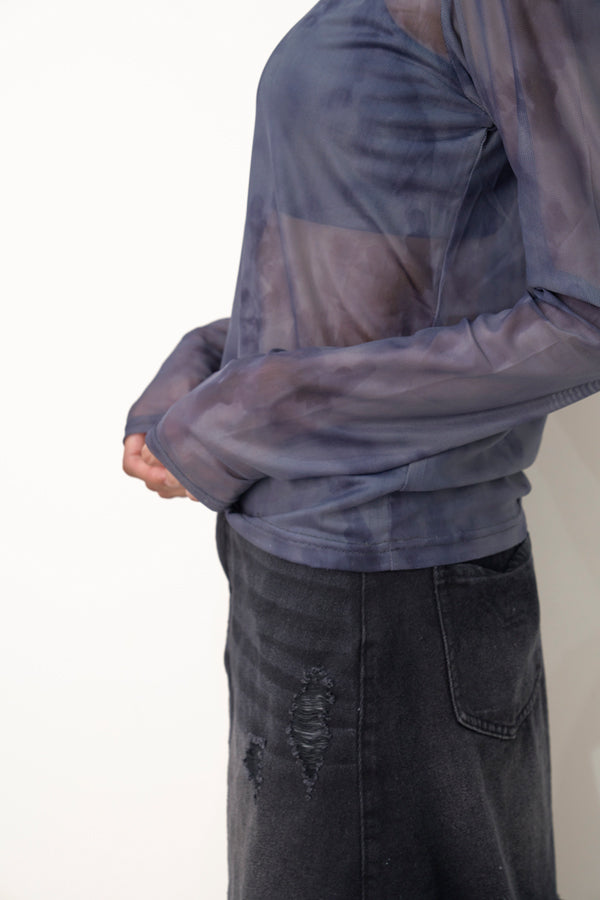 【Nora Lily】「elle」Tie dyeing sheer Top 2-Black Tie Dye-225380144-19F