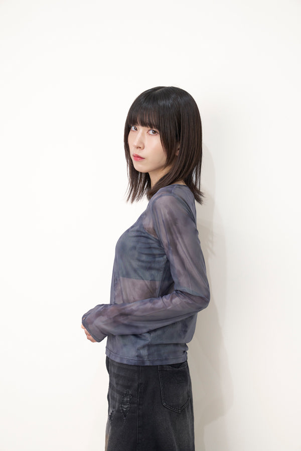 【Nora Lily】「elle」Tie dyeing sheer Top 2-Black Tie Dye-225380144-19F